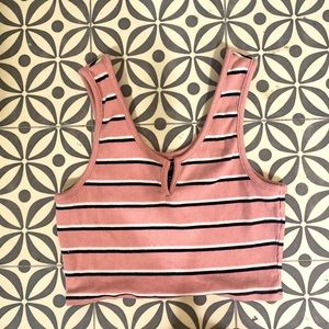Pink w White Stripes Crop Top